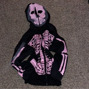 Black and Pink Skeleton Hoodie